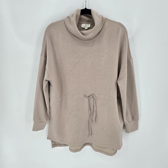 P Cill size small super soft beige rolled high neck drawstring cinch waist modal - Picture 10 of 10